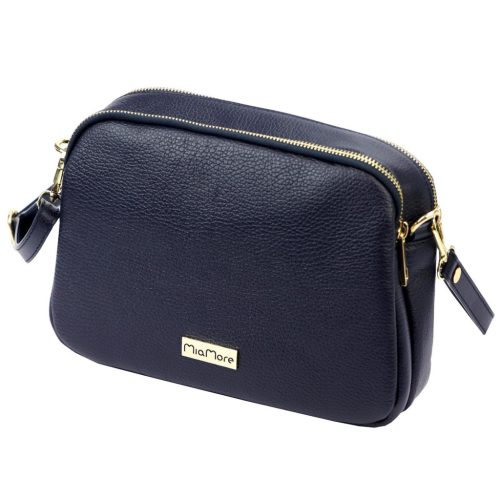 MiaMore 01-068 navy kék női bőr válltáska, oldaltáska, crossbody 26 x 19 x 8 cm