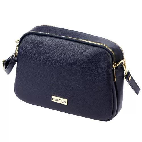 MiaMore 01-068  sötétkék női bőr válltáska, oldaltáska, crossbody 26 x 19 x 8 cm