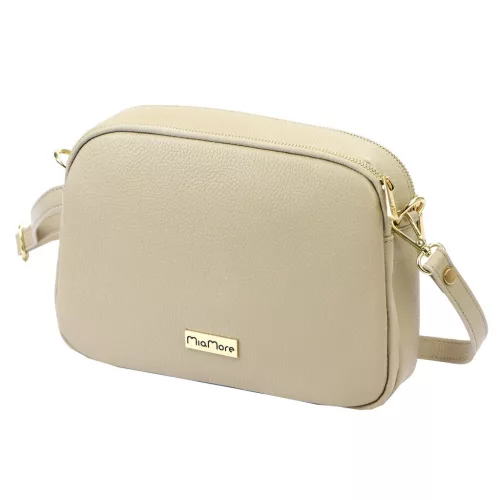 MiaMore 01-068 bézs női bőr válltáska, oldaltáska, crossbody 26 x 19 x 8 cm