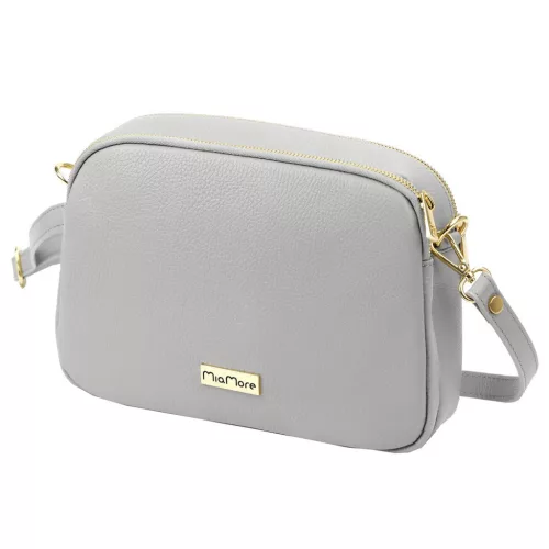 MiaMore 01-068 szürke női bőr válltáska, oldaltáska, crossbody 26 x 19 x 8 cm