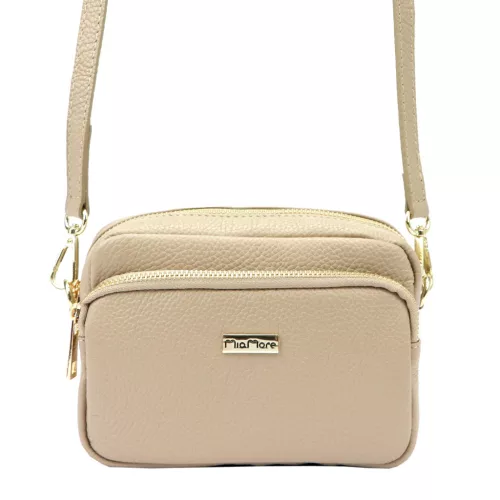 MiaMore 01-062 bézs női bőr válltáska 18.5 x 13.5 x 7.5 cm