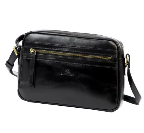 EL FORREST LB33-68 fekete női bőr válltáska, oldaltáska, crossbody 25 x 18 x 7 cm