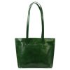 Florence 47 zöld női bőr kézitáska, válltáska, shopper 39 x 28 x 10.5 cm