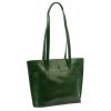 Florence 47 zöld női bőr kézitáska, válltáska, shopper 39 x 28 x 10.5 cm
