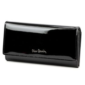  Pierre Cardin 07 SHINY 100 fekete női rostbőr-bőr pénztárca 18,5 x 10 cm