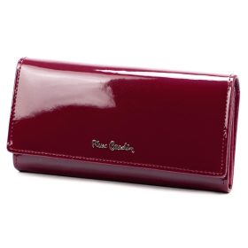   Pierre Cardin 07 SHINY 100 bíbor színű női bőr-rostbőr pénztárca 18,5 x 10 cm