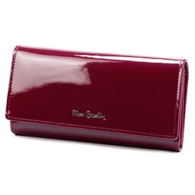   Pierre Cardin 07 SHINY 100 bíbor színű női bőr-rostbőr pénztárca 18,5 x 10 cm