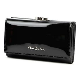   Pierre Cardin 07 SHINY 108 fekete női rostbőr-bőr pénztárca 14,5 x 9 cm