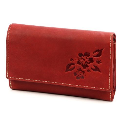Gregorio BLOMST GM011 piros mintás bőr női pénztárca 15.5x10.5x4 cm