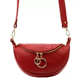   Luka 20-033 piros női bőr válltáska, oldaltáska, crossbody 25 x 16 x 10 cm