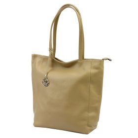   Gregorio 1728 bézs női bőr válltáska, shopper 37 x 35 x 14 cm