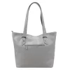 MiaMore 01-058 szürke női bőr válltáska, shopper 40 x 30 x 12 cm