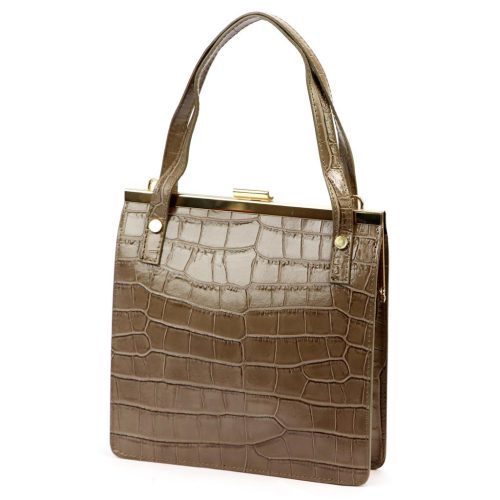 Luka 19-90 COCO taupe női bőr kézitáska, válltáska, oldaltáska 23 x 22.5 x 7 cm