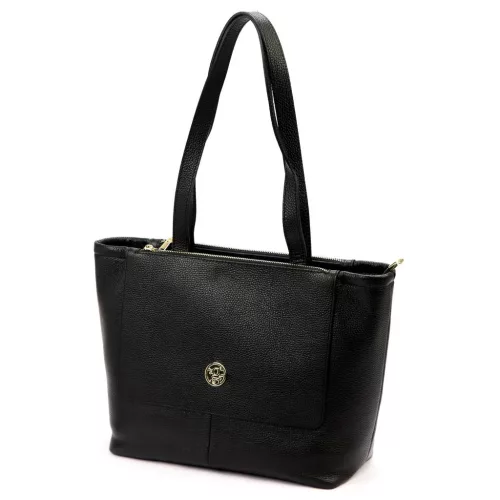 Gregorio 1739 fekete női bőr válltáska, shopper 42 x 28 x 15 cm