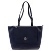 Gregorio 1739 navy kék női bőr kézitáska, válltáska 42 x 28 x 15 cm