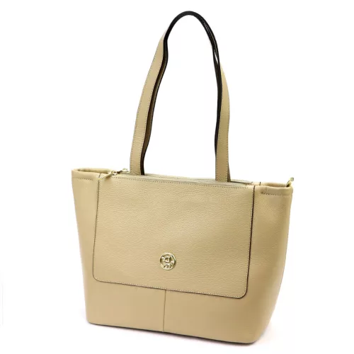 Gregorio 1739 bézs női bőr válltáska, shopper 42 x 28 x 15 cm