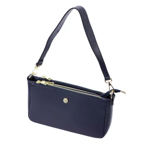 Gregorio 1740 navy kék női bőr kézitáska, válltáska, oldaltáska 30 x 15 x 7.5 cm