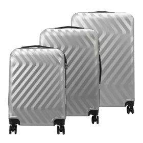   Pierre Cardin MED12 ezüst abs 3 db-os bőrönd szett 58, 68, 78 cm