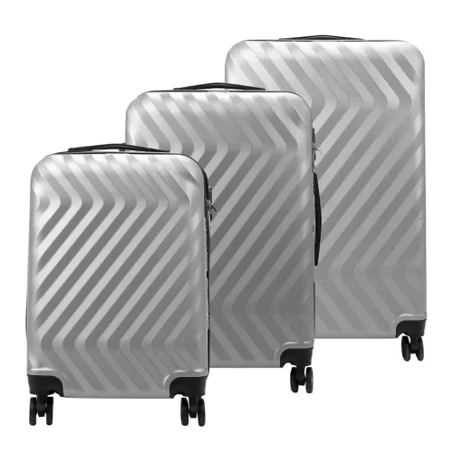 Pierre Cardin MED12 ezüst abs 3 db-os bőrönd szett 58, 68, 78 cm