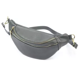   Luka 24-017 M  szürke női bőr oldaltáska, crossbody, övtáska 33 x 15 x 9 cm