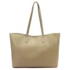 JUICE taupe női bőr kézitáska, válltáska, shopper 45 x 29 x 15 cm