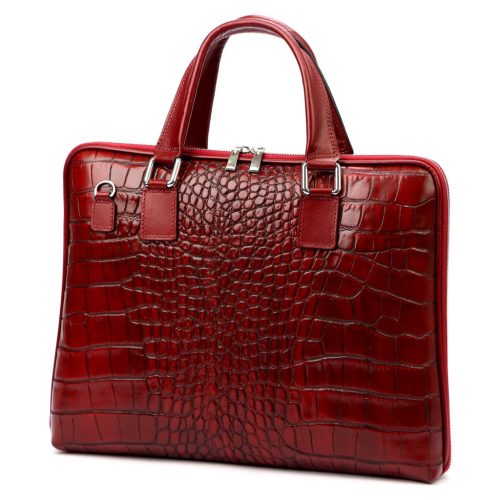 Camilla 777 CROCO bordó női bőr laptoptáska 40 x 31 x 6 cm 