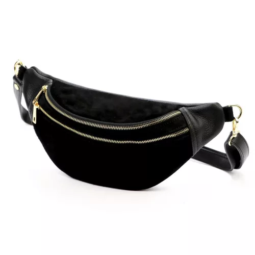 Luka 24-017-01 M fekete női bőr crossbody, övtáska 33 x 15 x 9 cm