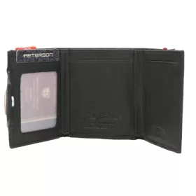   Peterson PTN G710-GKA fekete férfi bőr pénztárca 9 × 10 × 3 cm
