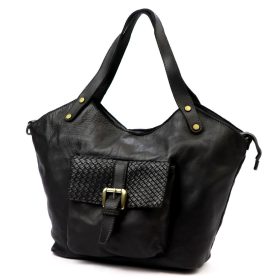   VS 016 fekete női bőr kézitáska, válltáska, oldaltáska 45 x 32 x 15 cm