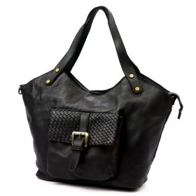   VS 016 fekete női bőr kézitáska, válltáska, oldaltáska 45 x 32 x 15 cm