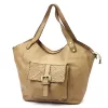 VS 016 homokszínű női bőr válltáska, shopper táska 45 x 32 x 15 cm