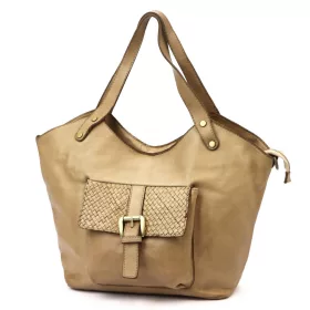   VS 016 homokszínű női bőr válltáska, shopper táska 45 x 32 x 15 cm