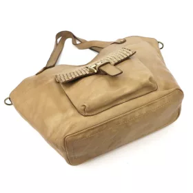   VS 016 homokszínű női bőr válltáska, shopper táska 45 x 32 x 15 cm