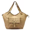 VS 016 homokszínű női bőr válltáska, shopper táska 45 x 32 x 15 cm