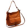VS 035 konyak női bőr válltáska, oldaltáska 35 x 30 x 15 cm