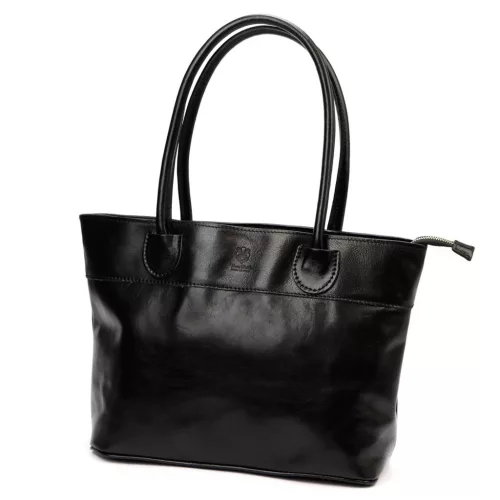 Florence 12 TAMP fekete női bőr válltáska, shopper 41 x 27 x 14 cm
