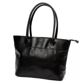   Florence 12 TAMP fekete női bőr válltáska, shopper 41 x 27 x 14 cm