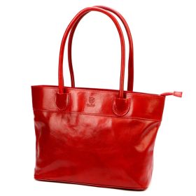   Florence 12 TAMP piros női bőr válltáska, shopper 41 x 27 x 14 cm