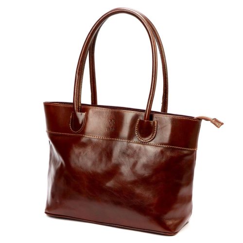 Florence 12 TAMP barna női bőr válltáska, shopper 41 x 27 x 14 cm