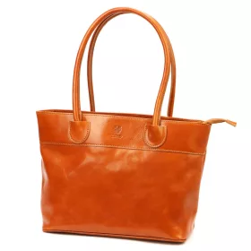   Florence 12 TAMP konyakbarna női bőr válltáska, shopper 41 x 27 x 14 cm