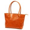 Florence 12 TAMP konyakbarna női bőr válltáska, shopper 41 x 27 x 14 cm