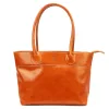 Florence 12 TAMP konyakbarna női bőr válltáska, shopper 41 x 27 x 14 cm