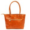 Florence 12 TAMP konyakbarna női bőr válltáska, shopper 41 x 27 x 14 cm