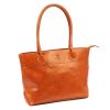 Florence 12 TAMP konyakbarna női bőr válltáska, shopper 41 x 27 x 14 cm