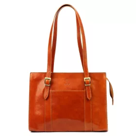 Florence 54 konyak női bőr válltáska 36 x 27 x 12 cm