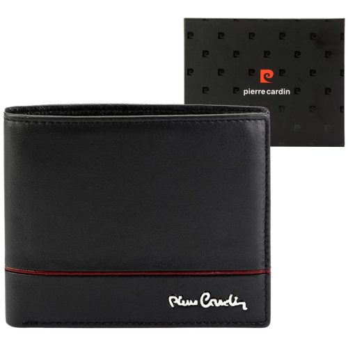 Pierre Cardin YS605 324 fekete-piros férfi bőr pénztárca 12 x 10 x 3 cm