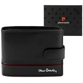   Pierre Cardin YS605 324A fekete-piros férfi bőr pénztárca 12.5 x 10 x 3 cm