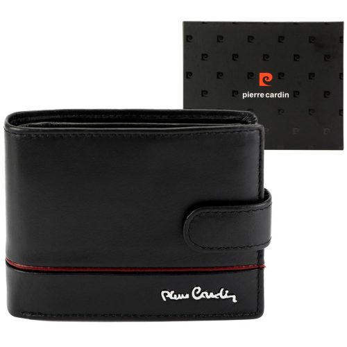 Pierre Cardin YS605 324A fekete-piros férfi bőr pénztárca 12.5 x 10 x 3 cm