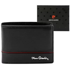   Pierre Cardin YS605 323 fekete-piros férfi bőr pénztárca 11 x 8.5 x 2.8 cm