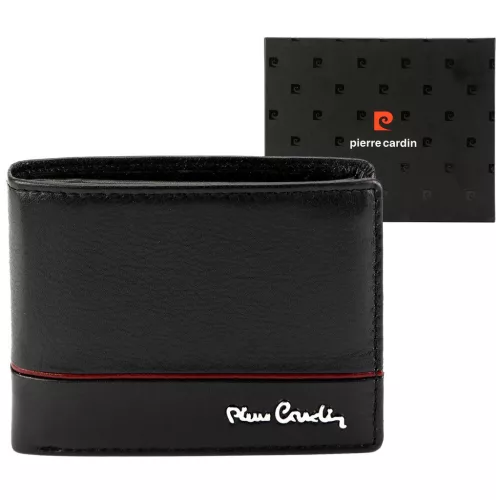 Pierre Cardin YS605 323 fekete-piros férfi bőr pénztárca 11 x 8.5 x 2.8 cm